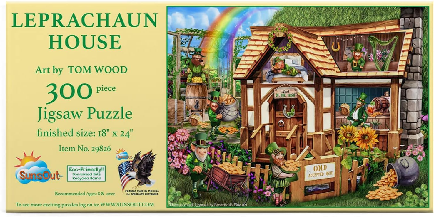 Leprachaun House - 300 pc Jigsaw Puzzle by Artist: Tom Wood - Finished Size 18" x 24" St. Patrick's Day - MPN# 29826