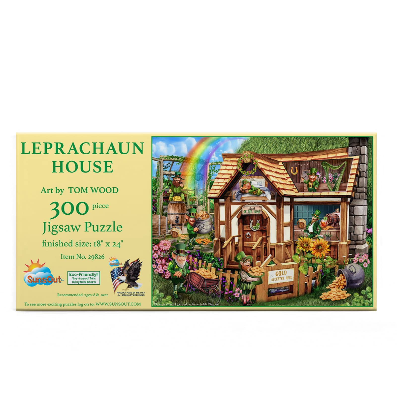 SunsOutLeprachaun House - 300 pc Jigsaw Puzzle by Artist: Tom Wood - Finished Size 18" x 24" St. Patrick's Day - MPN# 29826