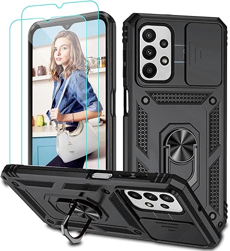 Miniatura 1 de MLDWH Funda para Samsung Galaxy A23 5G4G con protector de pantalla HD, resistente a prueba de golpes, con soporte de metal de rotación de 360 grado