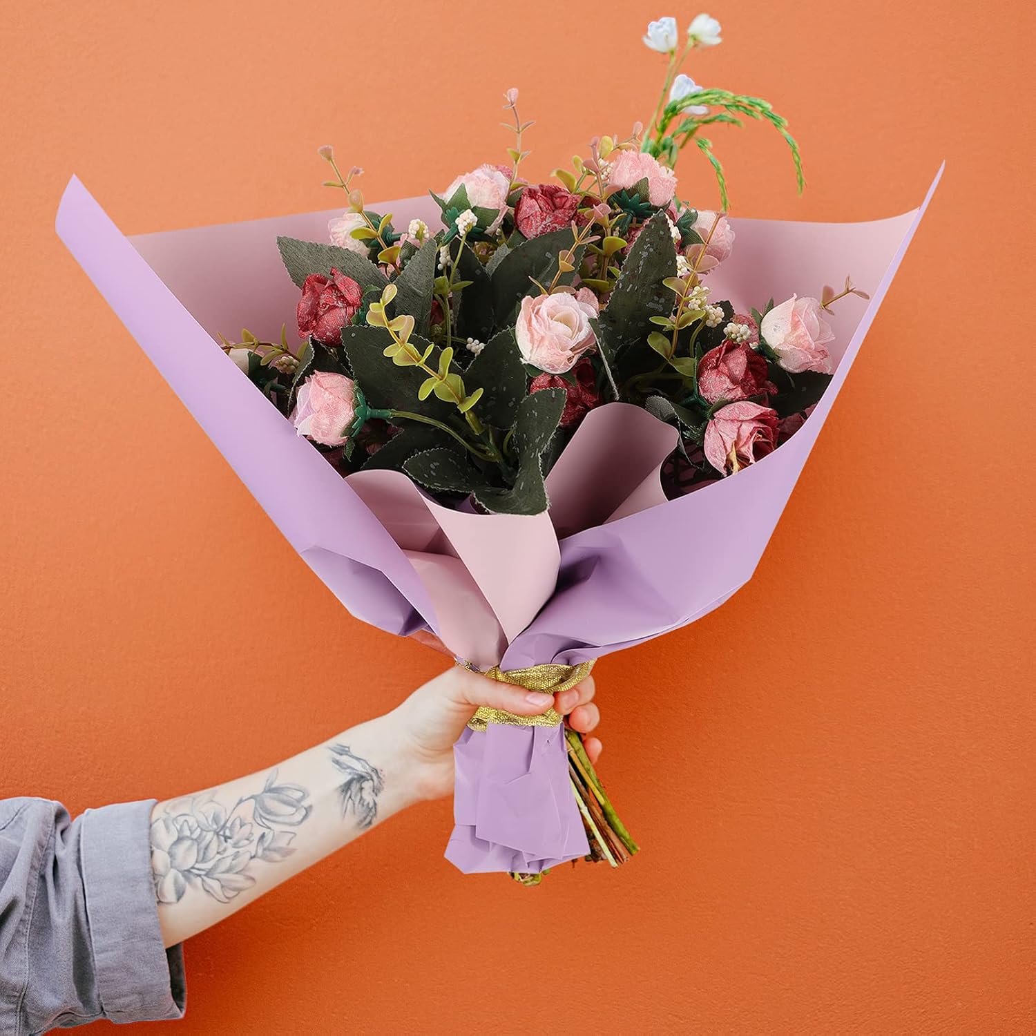 FIXOSHEE 20Sheets Floral Packing Paper for Bouquets Decorative Wrap Paper Nude Versatile for Flower Shop Supplies Wrapping and Crafting
