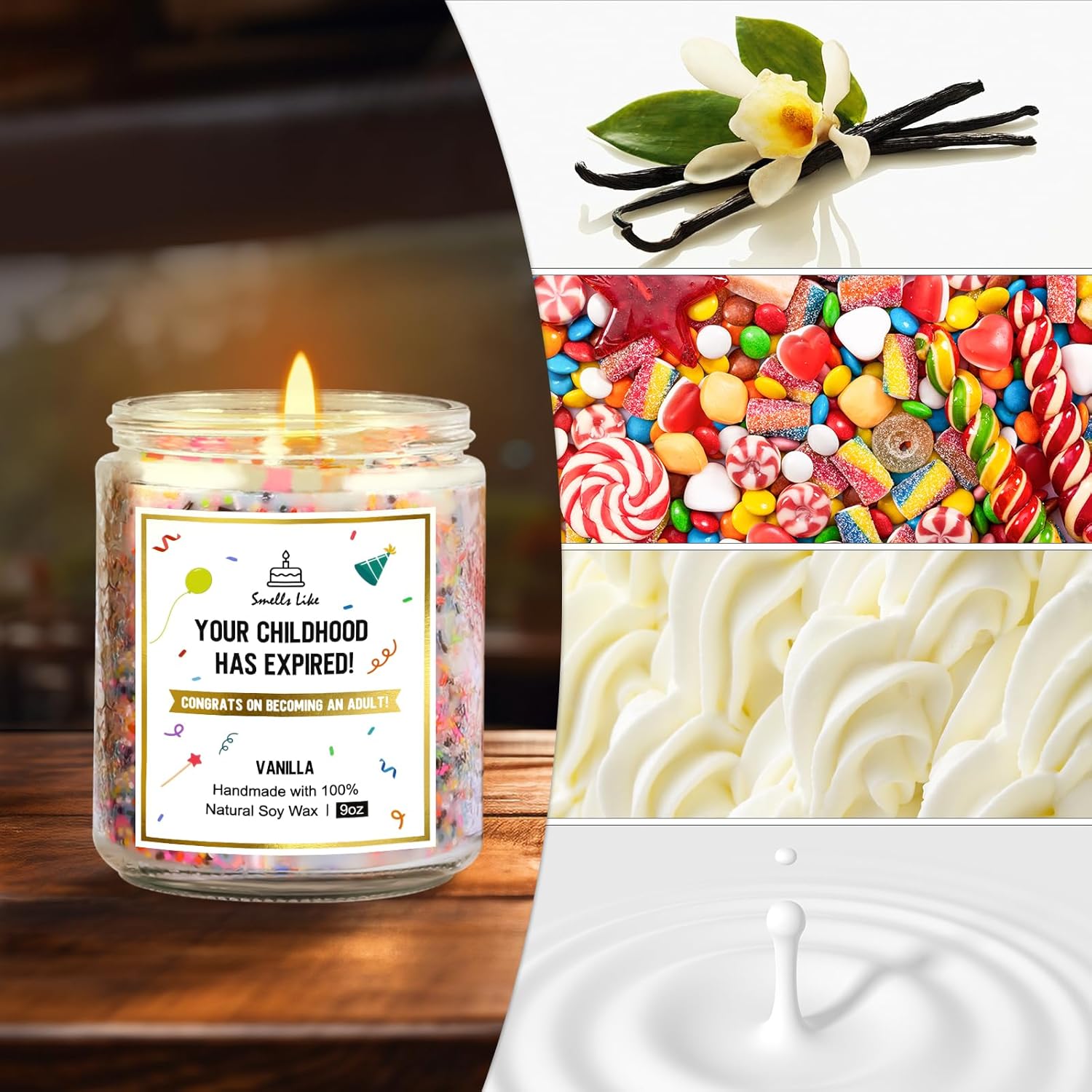 18th Birthday Gifts for Girls Boys, Happy Birthday Candles - Natural Soy Wax Scented Candle with Vanilla, 18th Birthday Decorations Gifts for Daughter, Friends, Sister, Niece, Son, 9oz - Image 4
