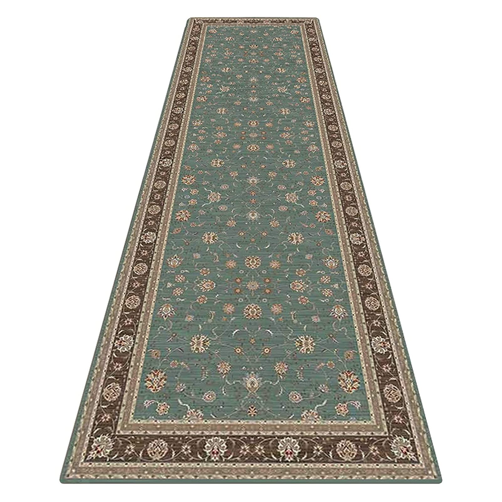 YJRBZ Vintage Green Carpet Runner Rug for Hallway Kitchen Rug 100cm 1.5m 2m 250cm 300cm 600cm Extra Long Rugs Runner Floor Non-Slip Mats (Size : 60×250cm/2ft×8.2ft)