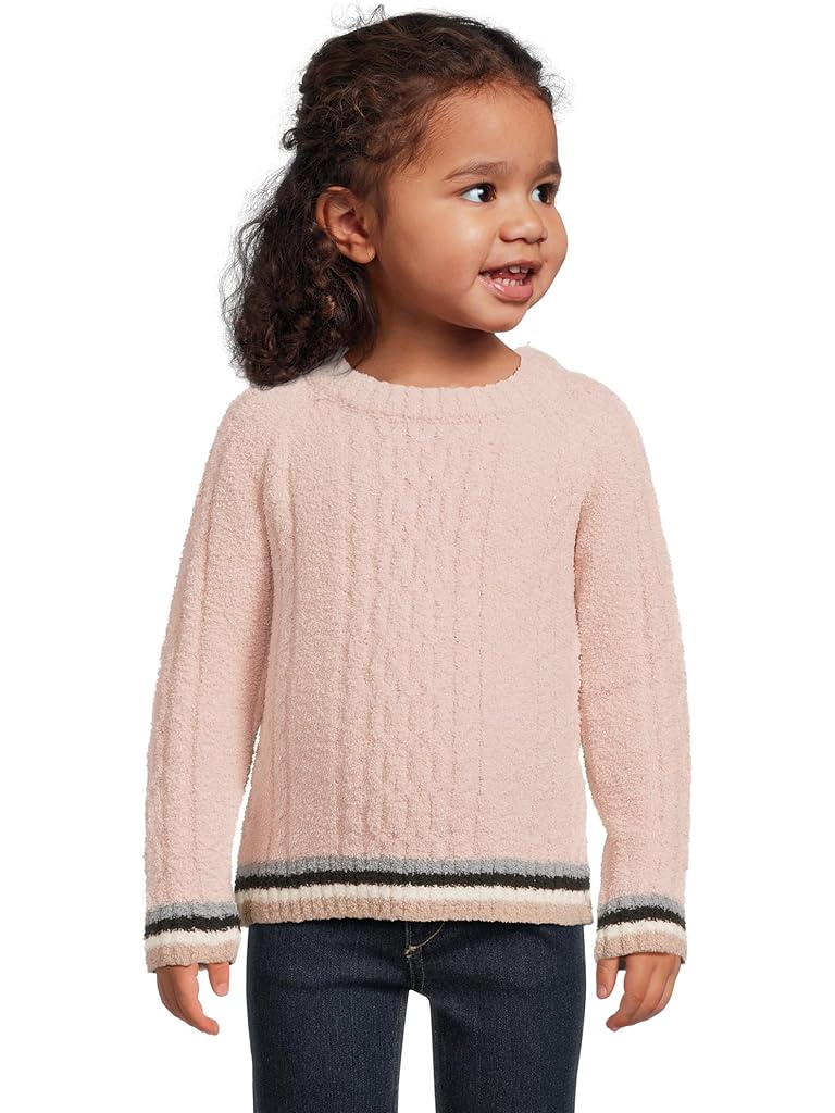 Pink Barefoot Dreams CozyChic® Sporty Rib Cable Pullover(Toddler)