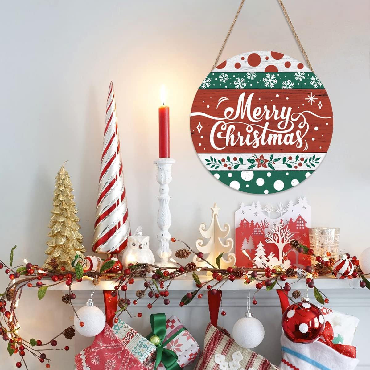 TOARTi Christmas Door Decorations Wooden Hanging Sign