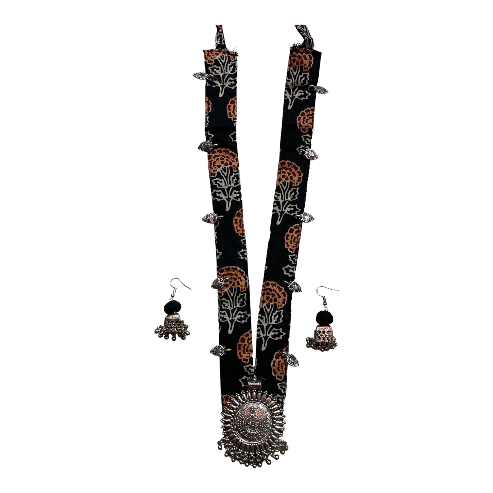 Le bijouxistic Fabric Necklace Earring Jewellery Set | Black Stylish Design lightweight Necklace Earings for Women Girls | Fabric Necklace with Earring Jewellery Set for Anniversary, Marriage Function (B0D7ZBNMZC) Amazon Price History, Amazon Price Tracker