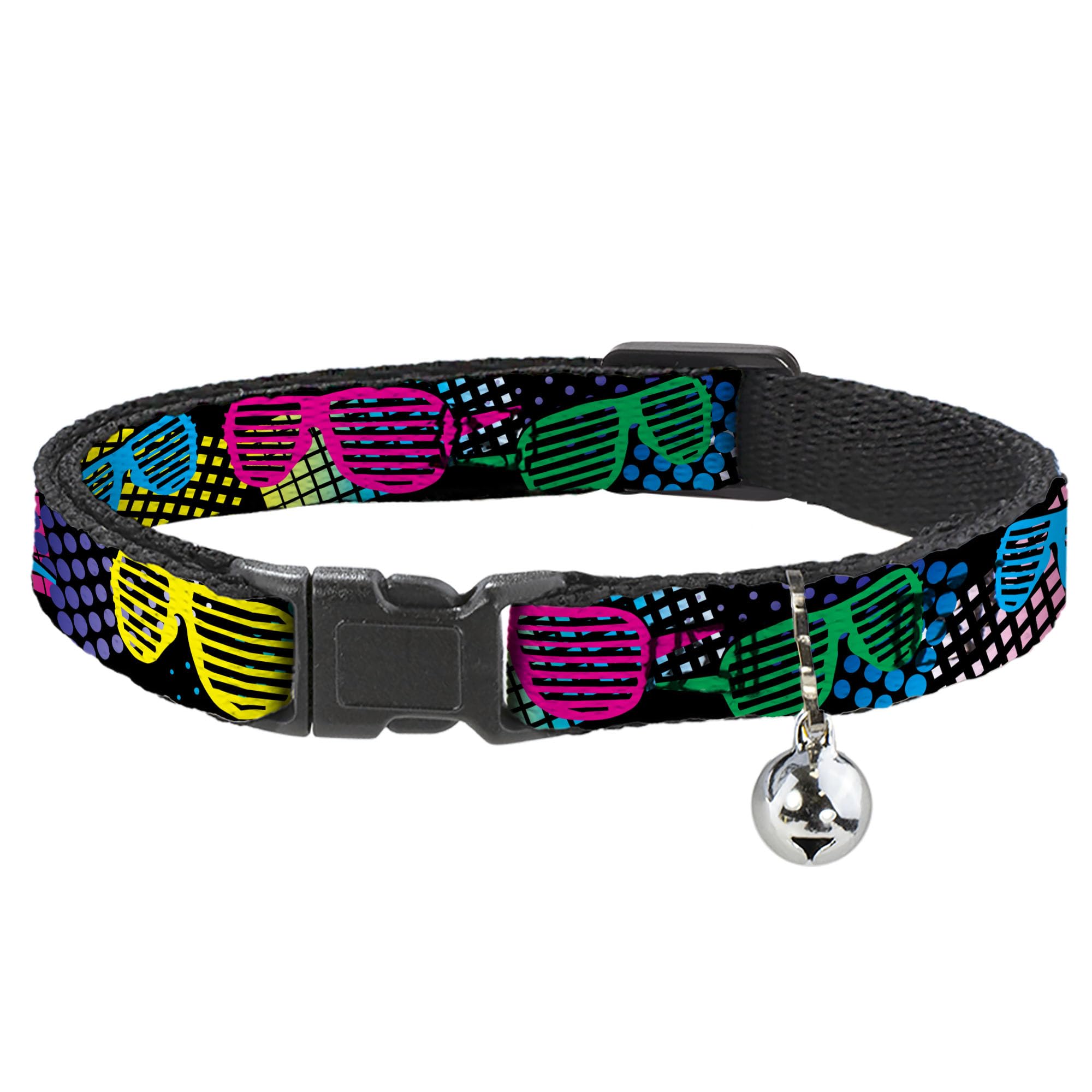 Collar de gato breakaway negro neón de 8-12 pulgadas ajustable