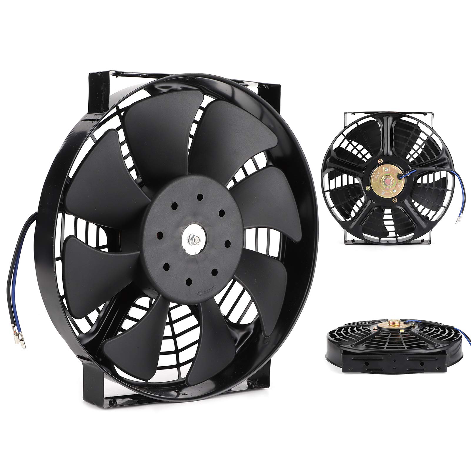 10 Pollici Ventola Sottile Push Pull Ventola di Raffreddamento Radiatore Elettrico 12V 80W 2400 Giri/min con Kit di Montaggio Universale Nero