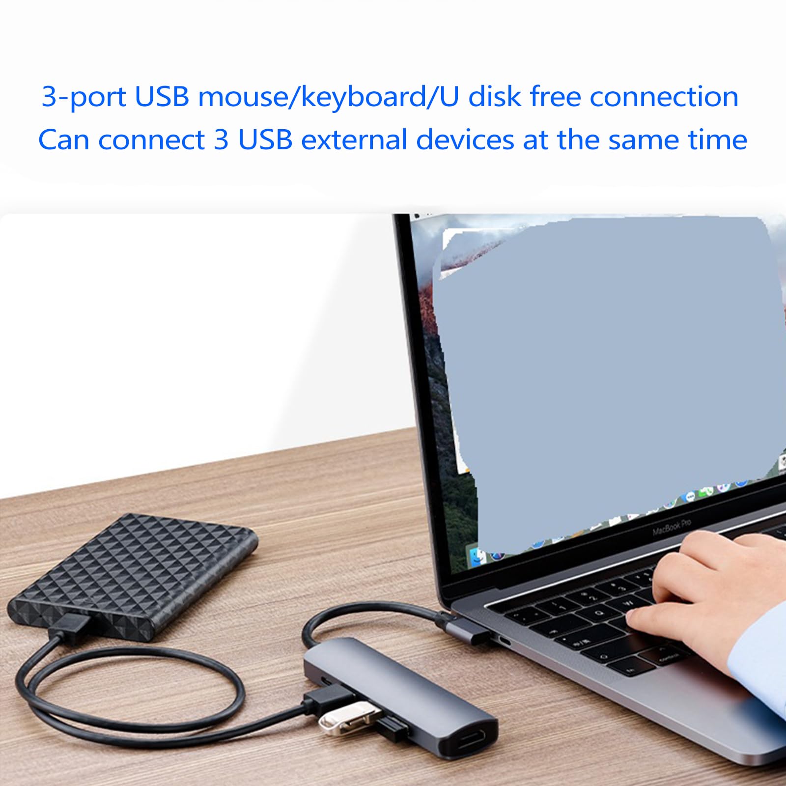 Hub USB C Dock Station Tipo Alluminio 5 in 1 per hub Splitter Porta Ricarica/USB 3.0 / PD per Portatili Dock Station Tipo Computer