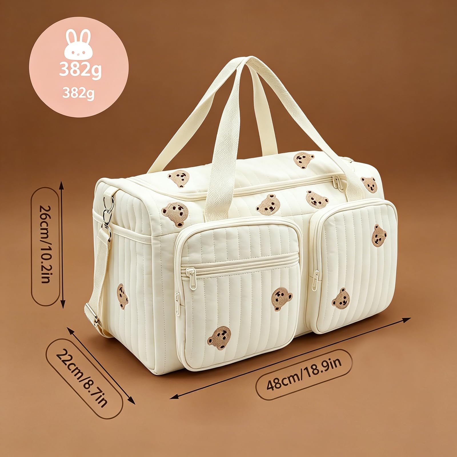 Sac à langer en coton avec broderie, pour les voyages, la naissance à l'hôpital, les voyages, la poussette