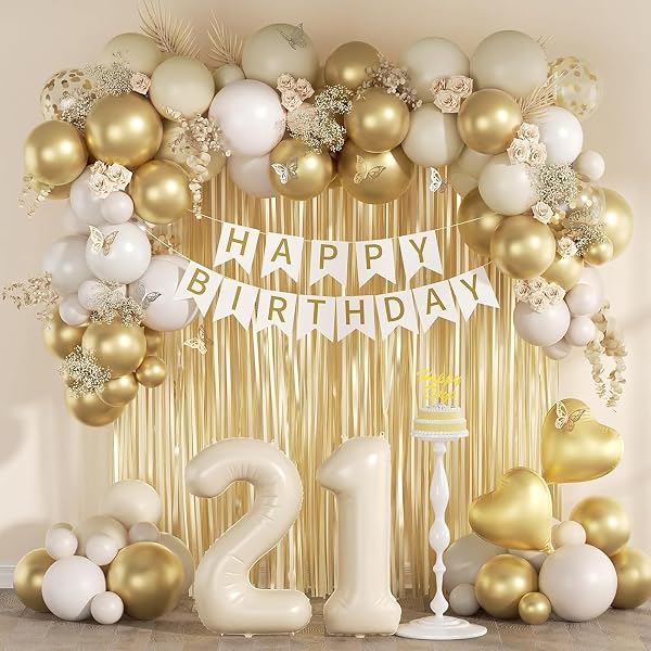 Ballons Blanc Doré, 62 Pièces Ballons Anniversaire Beige Blanc, Ballon Or Métallisés et Confettis, Ballon Helium pour Decoration Anniversaire Mariage Baby shower Nouvel An Eid Mubarak 12Pouces - 4