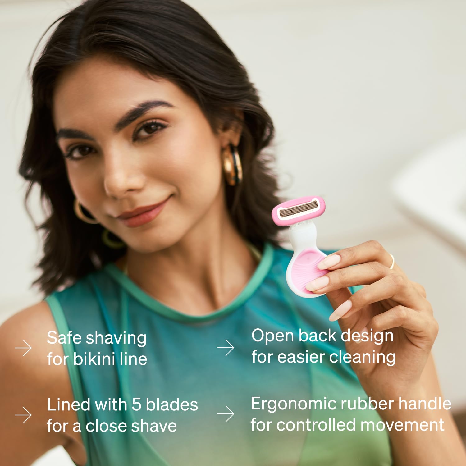 Namyaa Ultra Sensitive Mini Body Razor For Women | 2x Smoother And Long Lasting | Curve-Friendly, Smooth & Hassle-Free | 5 Blades | Pack of 1 1