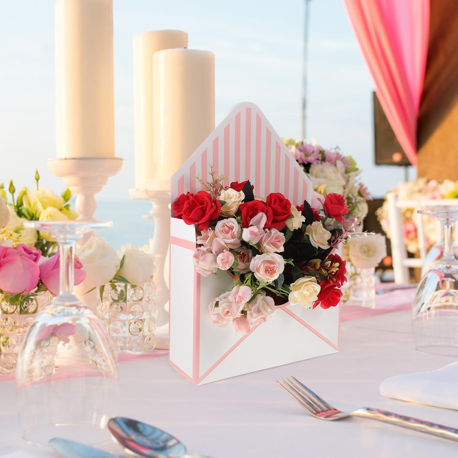 Artibetter 10 Stück Elegante Umschlagförmige Geschenk Verpackungsbox aus Papier in Rosa Praktische und Berührungsempfindliche Blumenverpackung für Weihnachten und Geburtstage