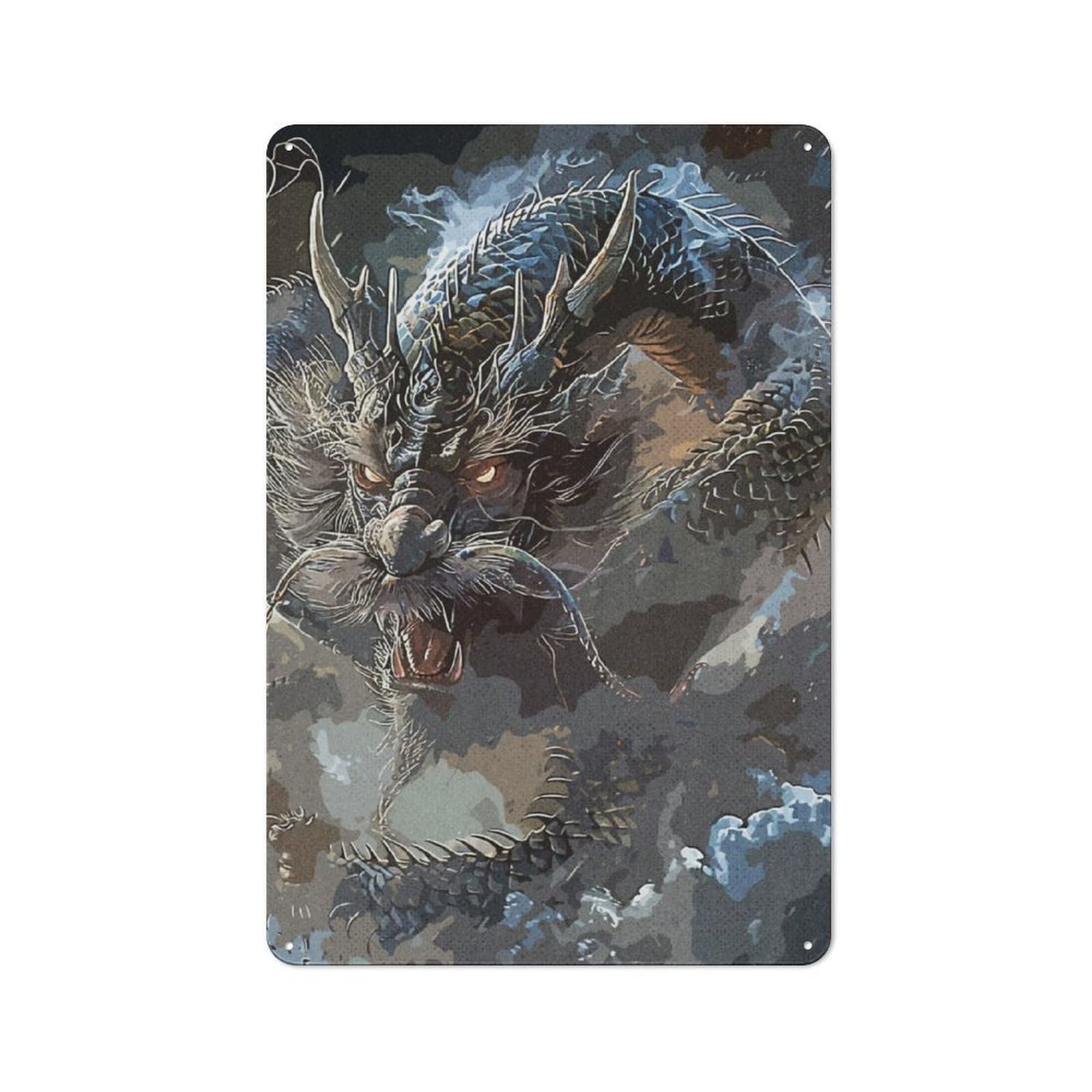 Junmoney Asian Dragon Retro Metal Sign 30X20cm For Bar Or Restaurant, For Kitchen And Home Bar Decor, For Home Office And Studio Walls