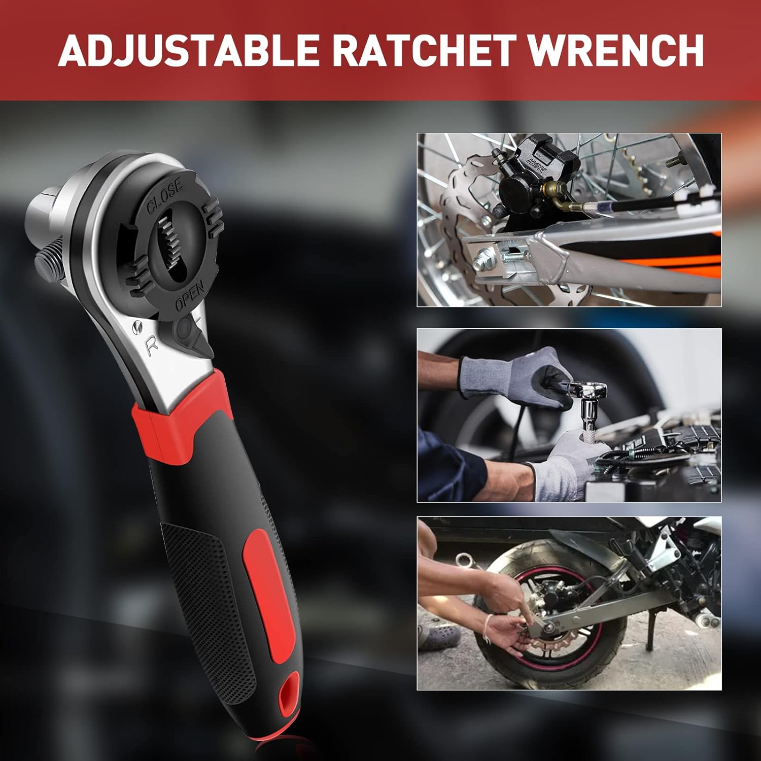 Adjustable Ratcheting Wrench, Adjustable Ratchet Wrench for 6-22mm Screw Anti-Rust Adjustable Socket Wrench Ratcheting Set With No-slip Hand Tool