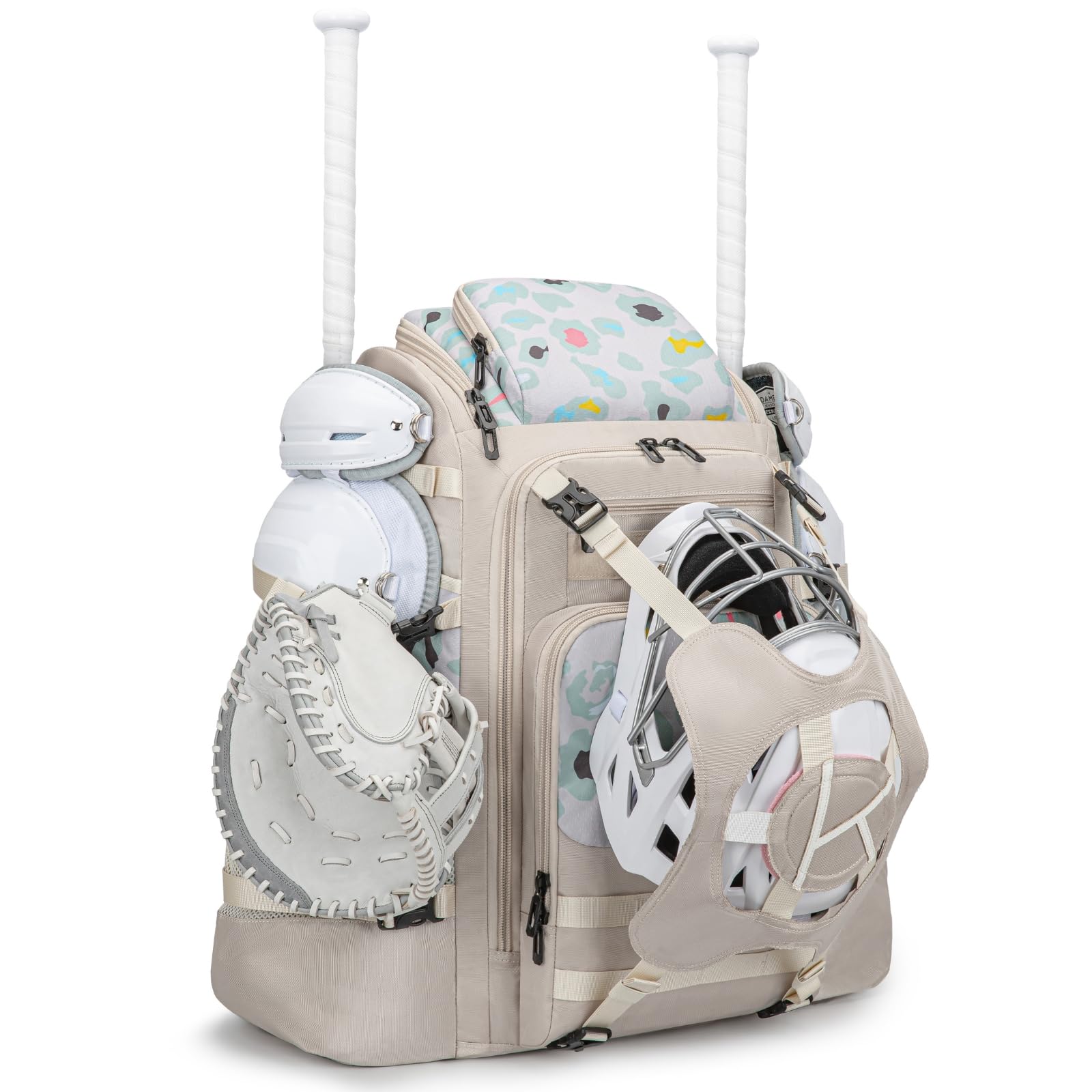 Catchers Gear Bag, 80L Baseball/Softball Backpack Holds 2 Sets of Gear with Shoe Compartment, Helmet Holder & Cooler Pocket