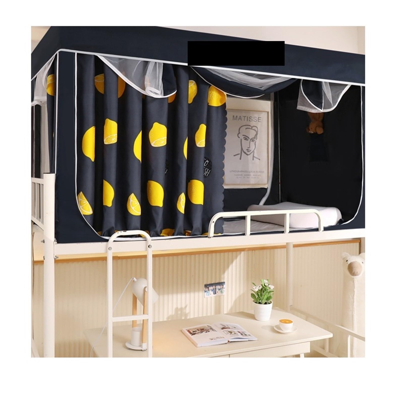 Mosquitera integrada opaca y antipolvo para cortina de cama litera 90x190