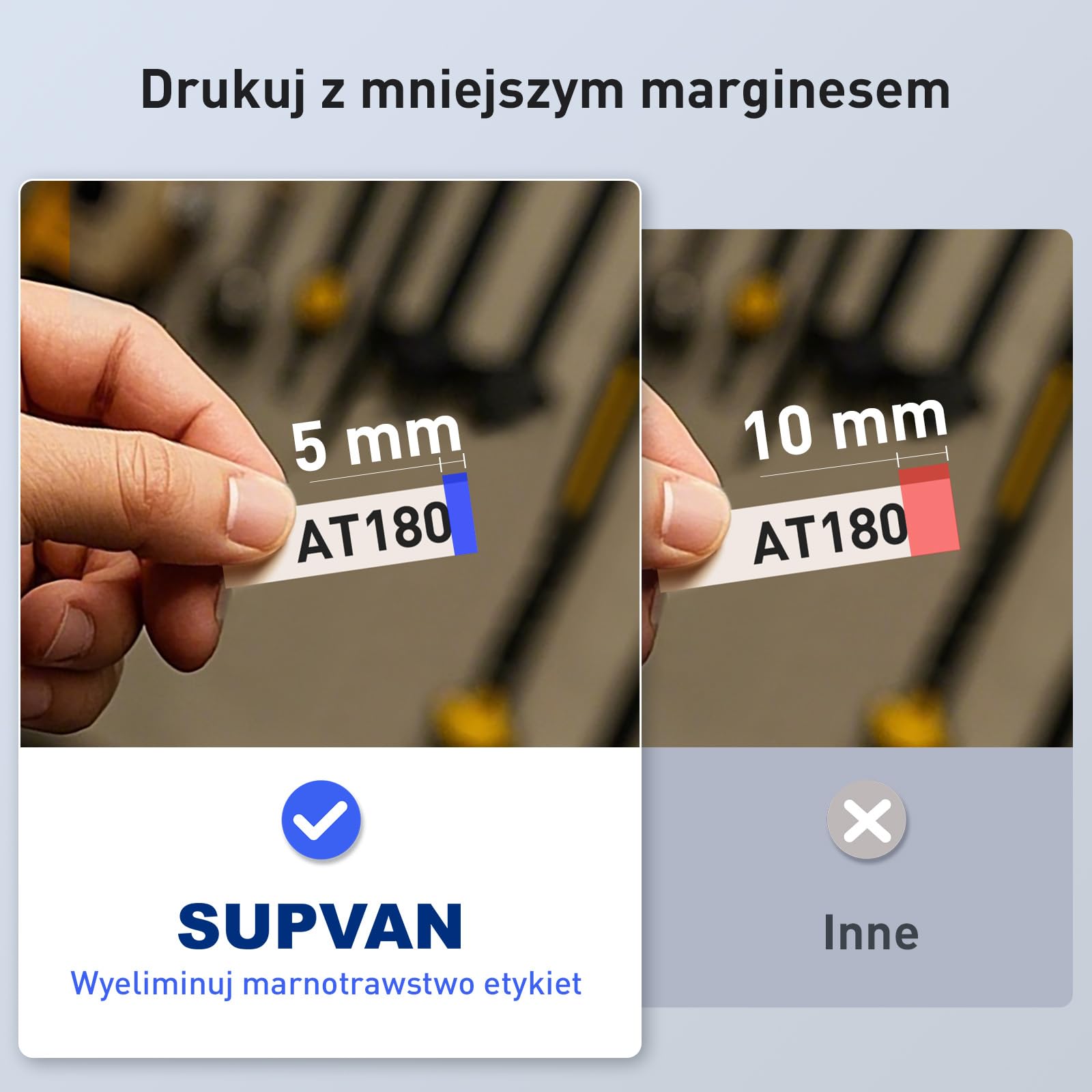 SUPVAN G15M Mini Ręczna Drukarka Etykiet z Rurką Termokurczliwą | Transfer Termiczny, Dla 11 Typów Etykiet, Podświetlany Wyświetlacz, Ładowalny, Wąski Margines, do Domu, Biura & Przemysłu
