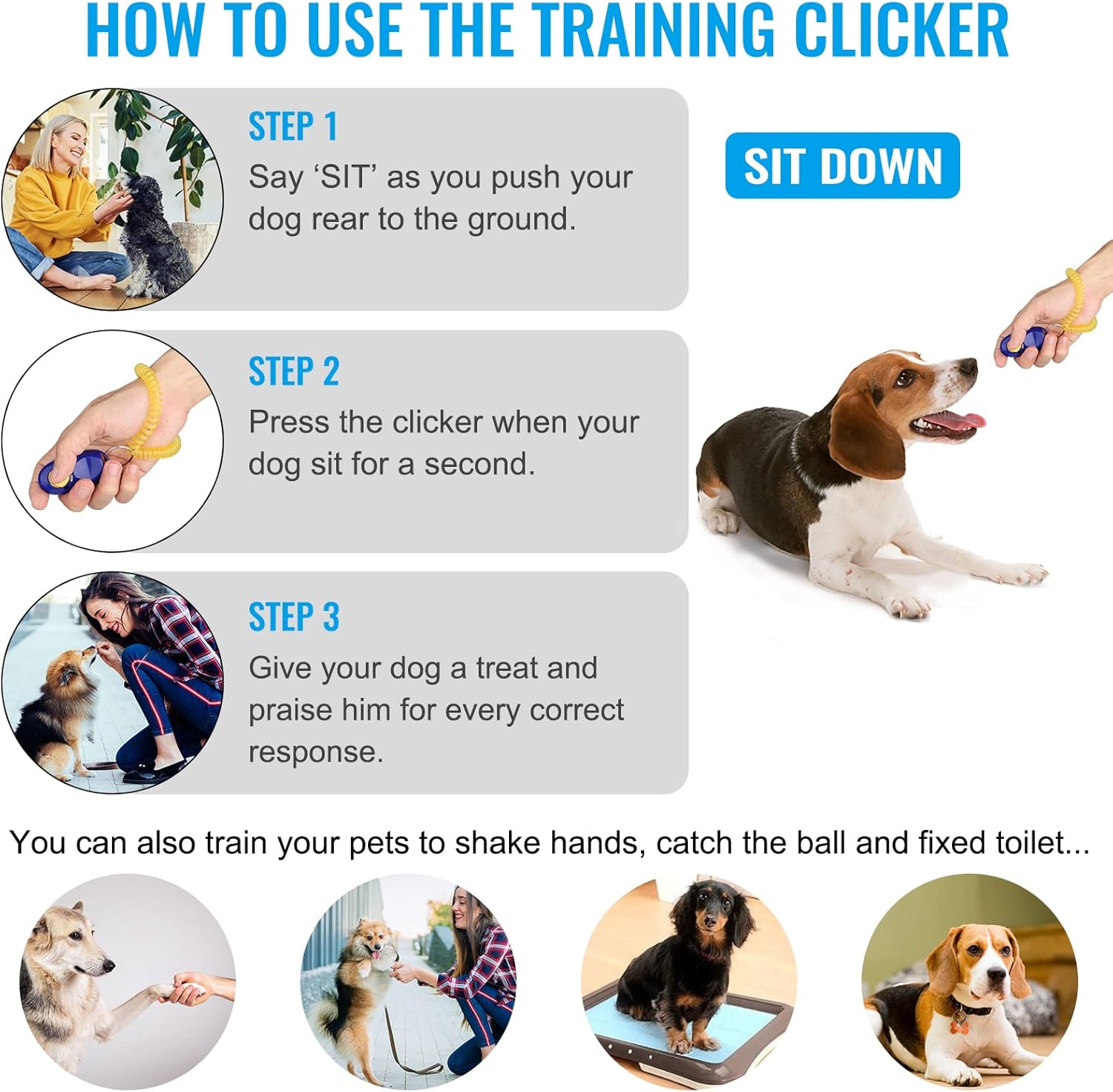 Diyife Dogs Clicker, [3 Pcs] Clickers for Dog Training with Wrist Strap