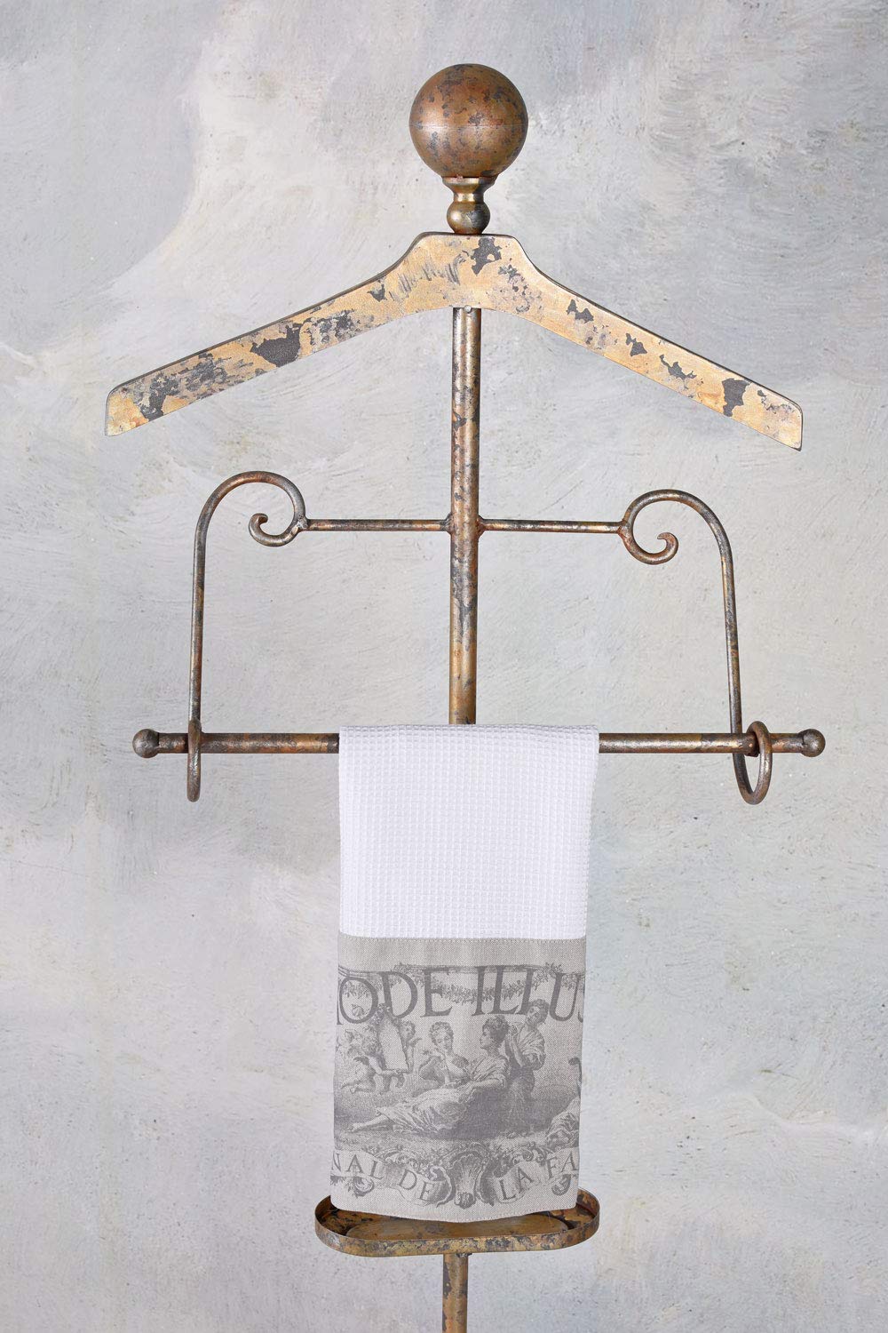 PALAZZO INT HERRENDIENER „MR. BUTLER“ – Stummer Diener aus Eisen im Antik-Look Landhausstil Kleiderständer mit Bügel, Hosenstange & Ablage Vintage Kleiderbutler Höhe 150 cm Breite 45 cm Tiefe 48 cm