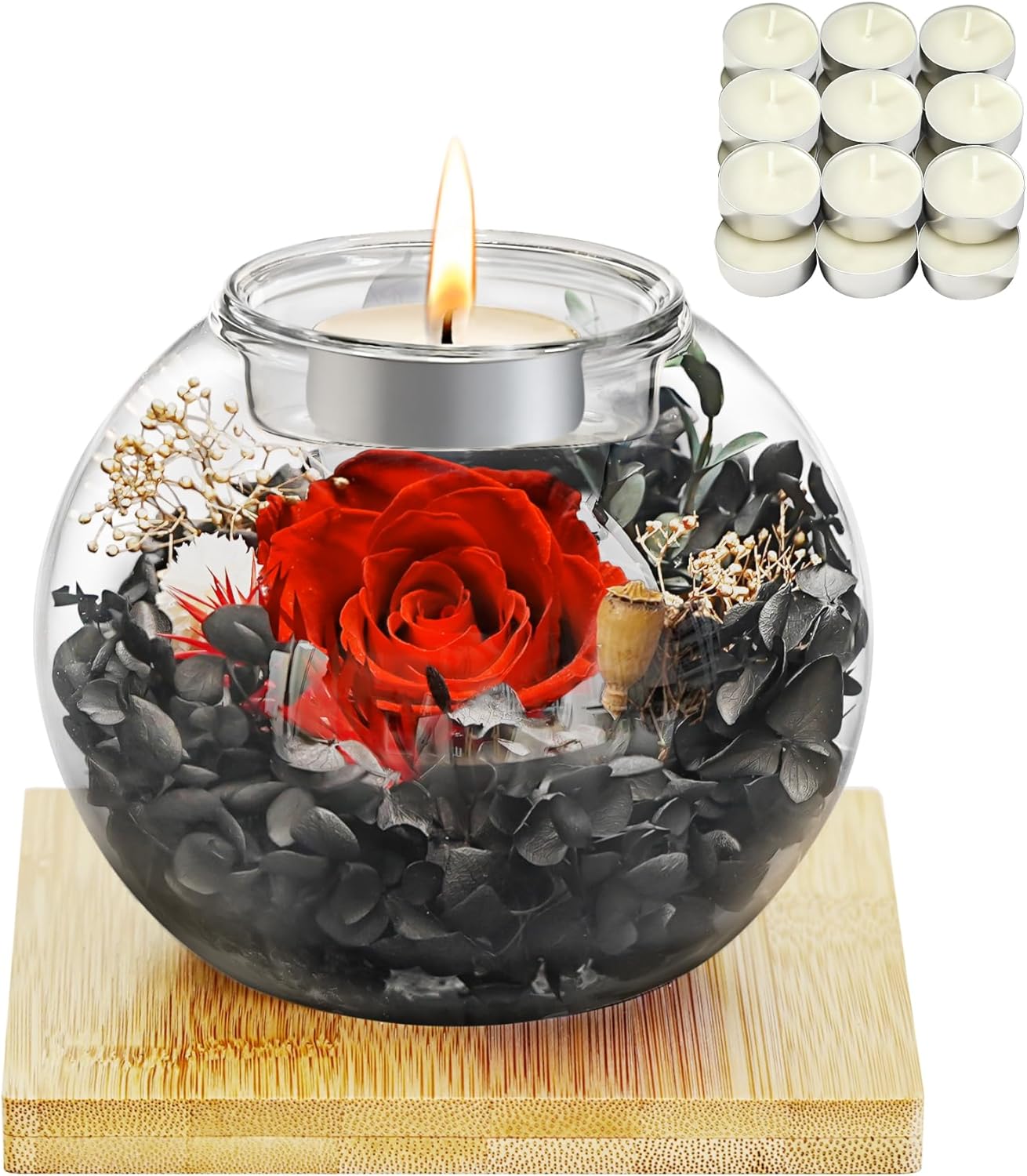 Birthday Gifts for Women Preserved Flowers in Glass Dome with Scented Candles Preserved Rose Gifts for Mom Wife Girlfriend Eternal Flowers for Her on Christmas,Mother’s Day,Valentine’s Day Red Rose