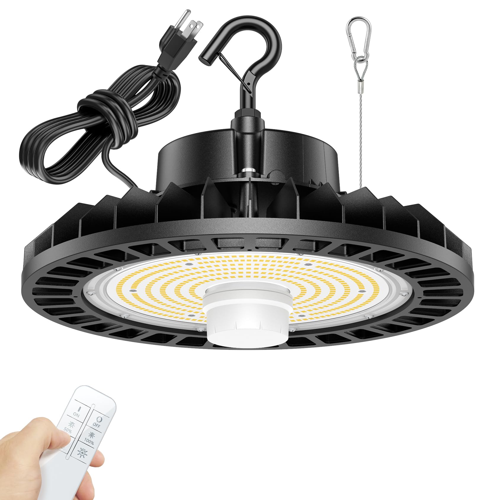 UFO LED High Bay Light 150W 22500LM 5000K High Bay Led Shop Lights with Dimmable Remote Control 5
