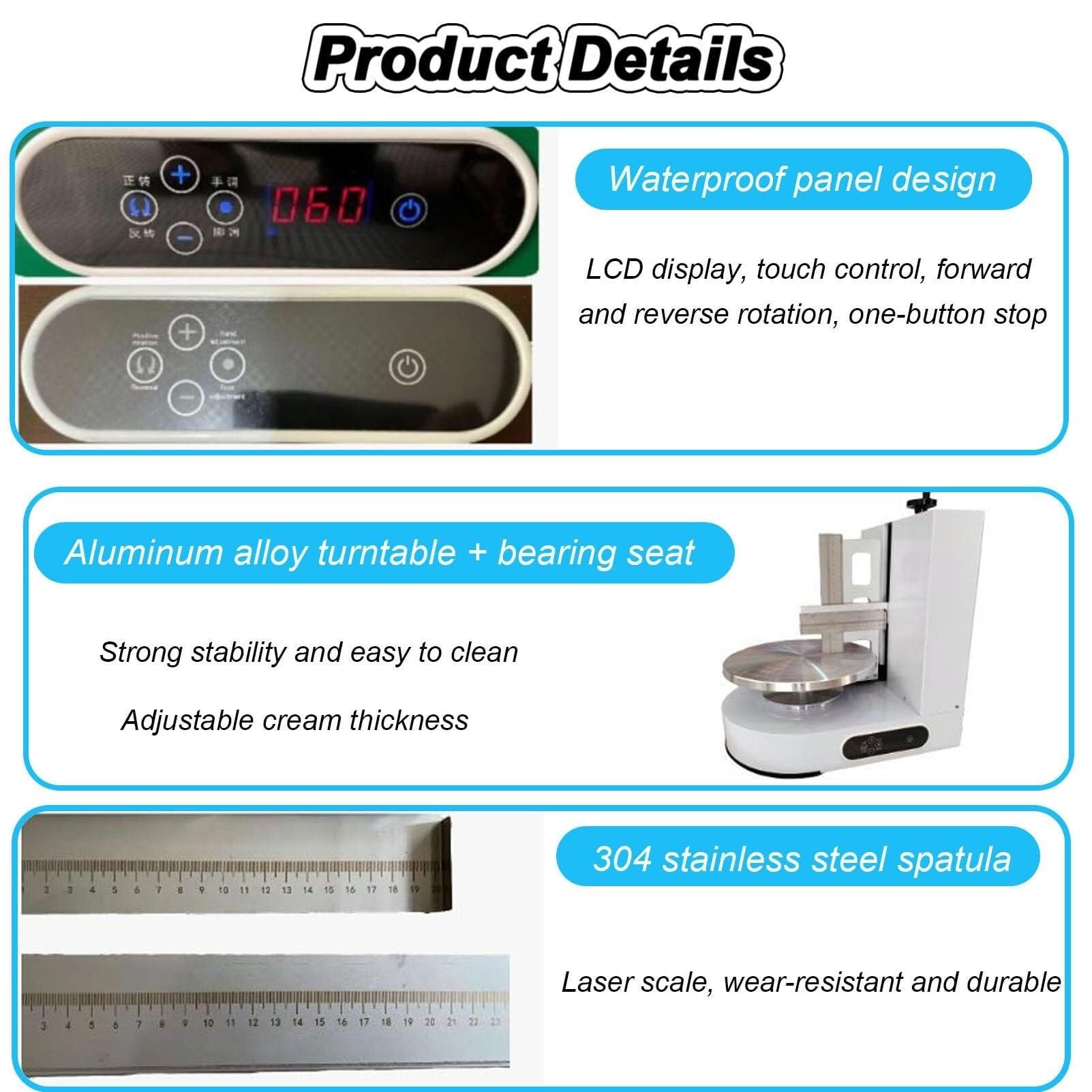 Esparcidor de crema de mantequilla for pastel de cumpleaños de 4-12 pulgadas, máquina semiautomática de glaseado for pastel de cumpleaños, máquina de llenado de recubrimiento for esparcir crema de pas