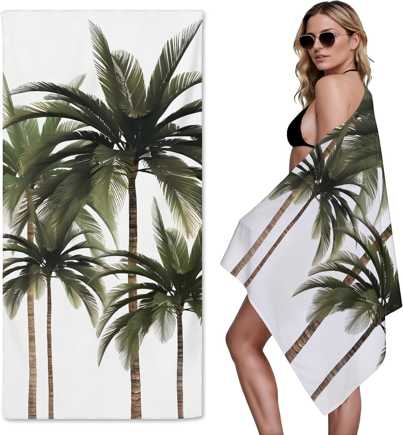 YZQGLHP Coconut Trees Microfibre Beach Towel Plants Beach Bath Towel Quick Drying, Lightweight, Sand-Free, Durable, for Pool, Gym, Camping, Travel Towel 70x130cm