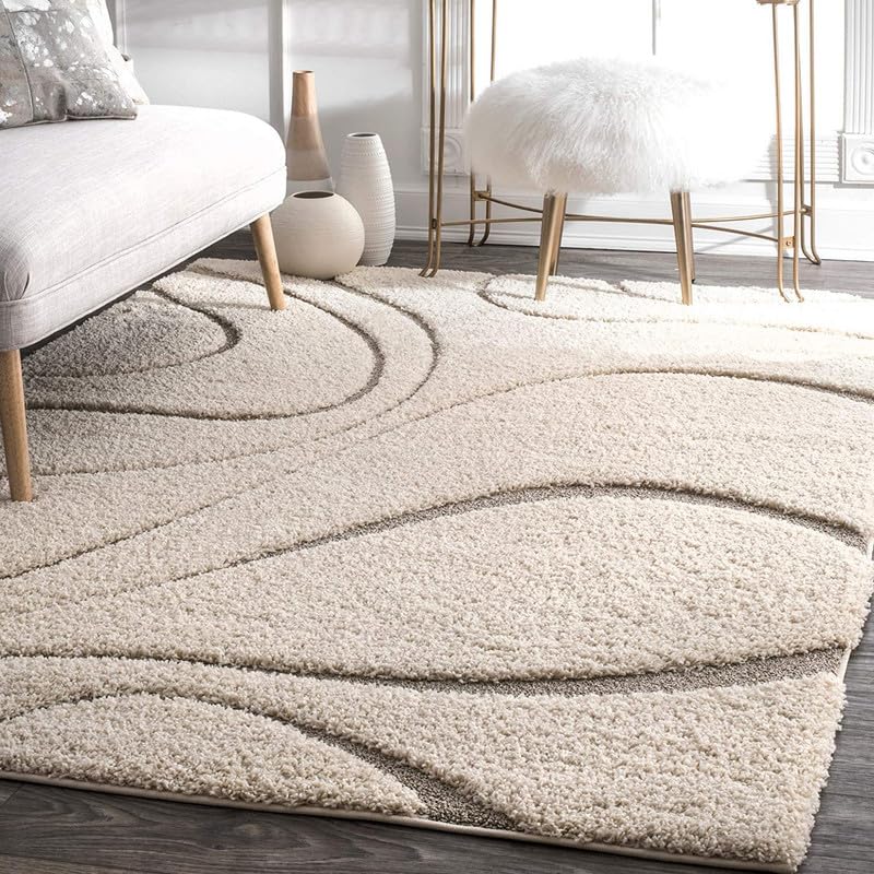 Image of TRANQUIL Polyester Fluffy Fur Rug Shaggy Modern Carpet for Living Room, Bedroom, Guest Room, Kids Room (3x5 Feet, Ivory & Beige)