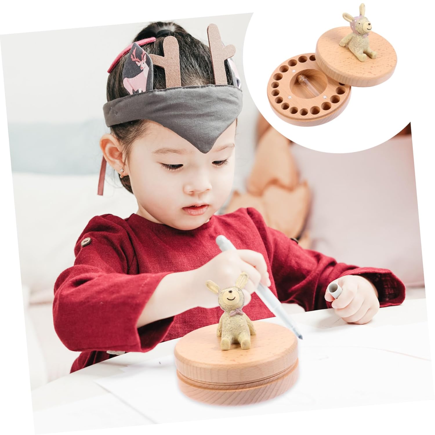SUPVOX 1set Deciduous Tooth Keepsake Box Handmade Organizer for Teeth Storage Recording for Childhood Memories