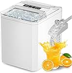 SMUG Ice Makers Countertop with Handle, Portable Ice Machine, 9 Bullet Ice Cubes in 6 Mins, 26lbs in 24Hrs, Auto-Cleaning, with Basket and Scoop, for Home, Kitchen, RV, Camping, White