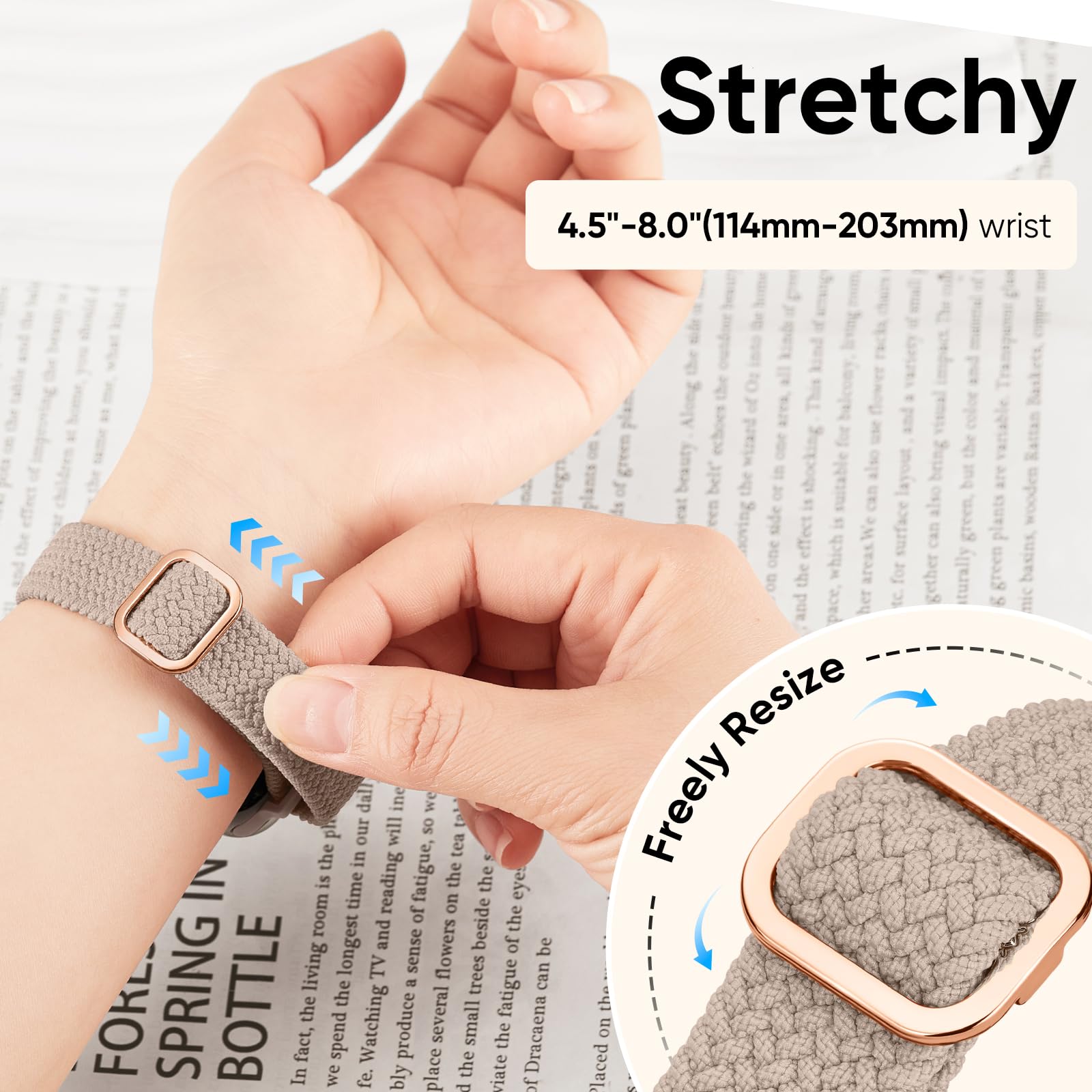 Lot de 5 bracelets fins tressés, extensibles, compatibles avec Apple Watch - 40 mm, 41 mm, 42 mm, 38 mm, 44 mm, 45 mm, 46 mm, 49 mm - Bracelets élastiques fins en nylon pour iWatch Series 10 9 8 7 6 5