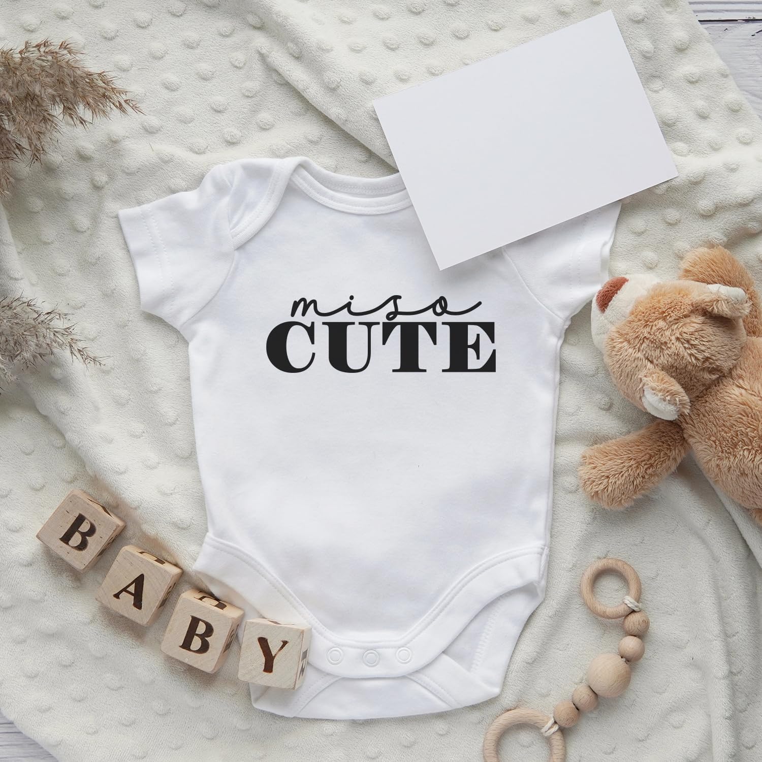 Printique Organic Onesie Baby One Piece Short Sleeve Bodysuit - Miso Cute - Image 3