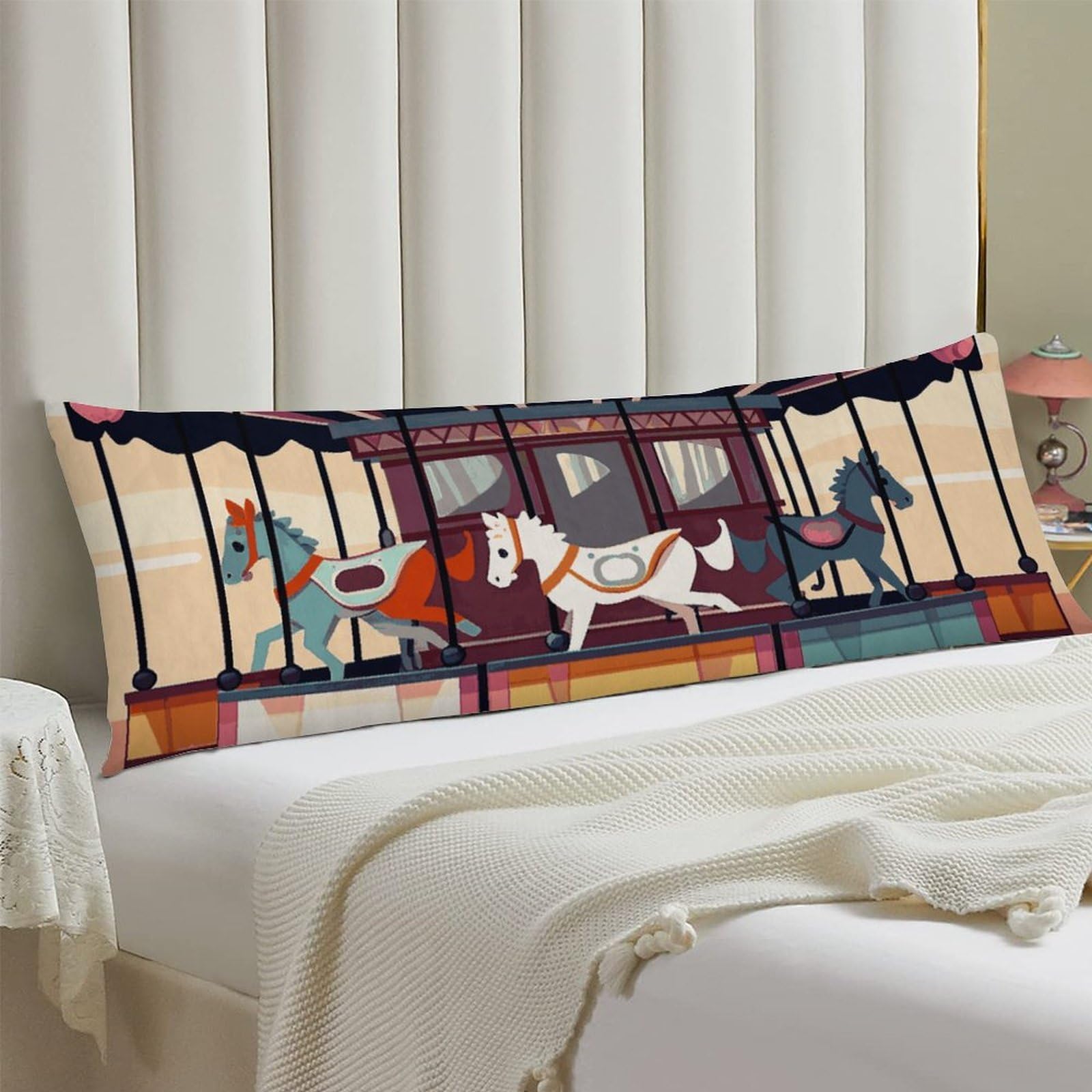 Body Pillow Cover 20x54 Long Pillow Case with Invisible Zipper Breathable Microfiber Carousel Pillowcase Soft Cozy Protector for Bedroom Couch Sofa Bed Home Decor All Seasons