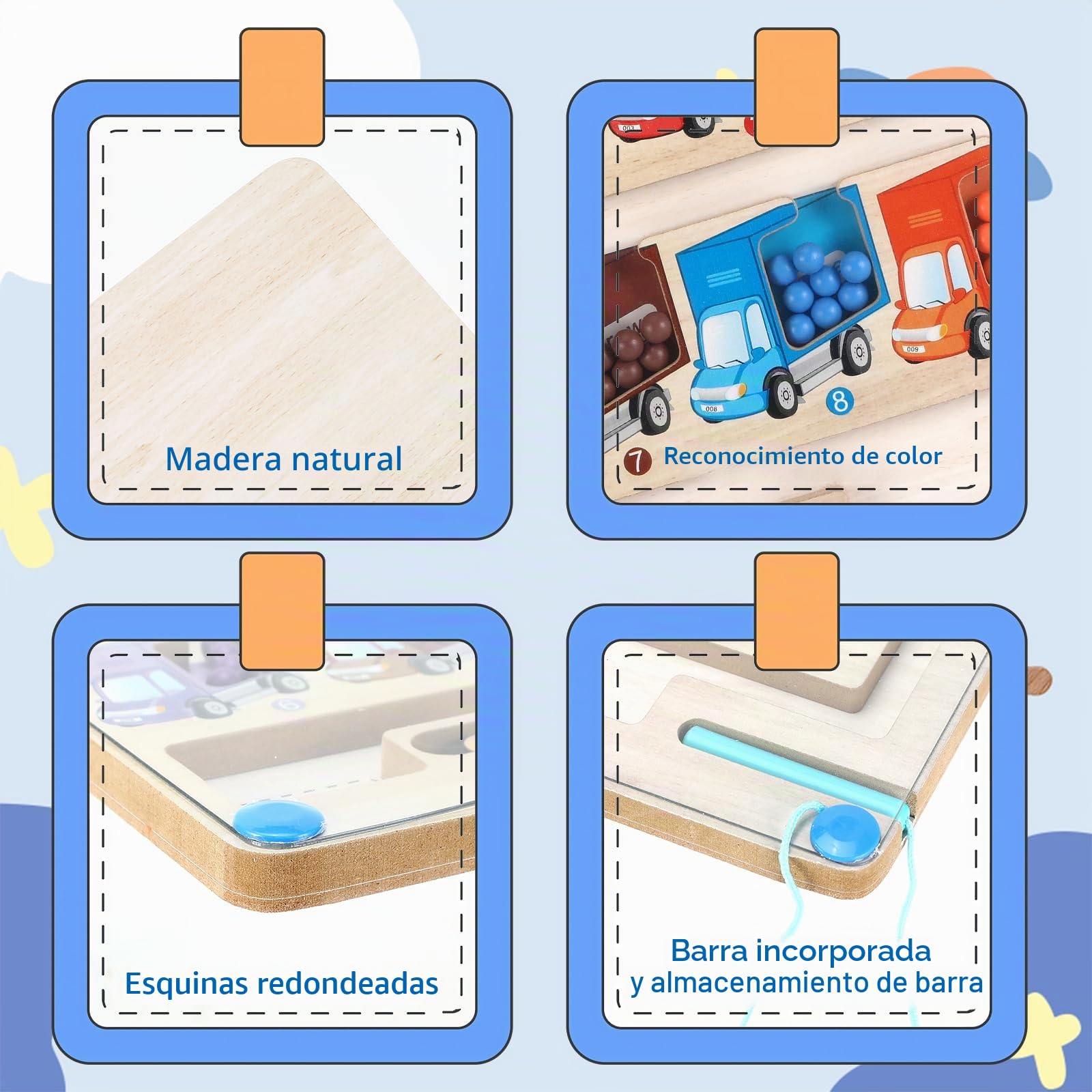 Juego de Laberinto magnético Infantil, Juguete Montessori, 30 x 22 cm, Juego de Laberinto de Madera, Juego Educativo Infantil, Regalo para niños y niñas de 2 a 5 años