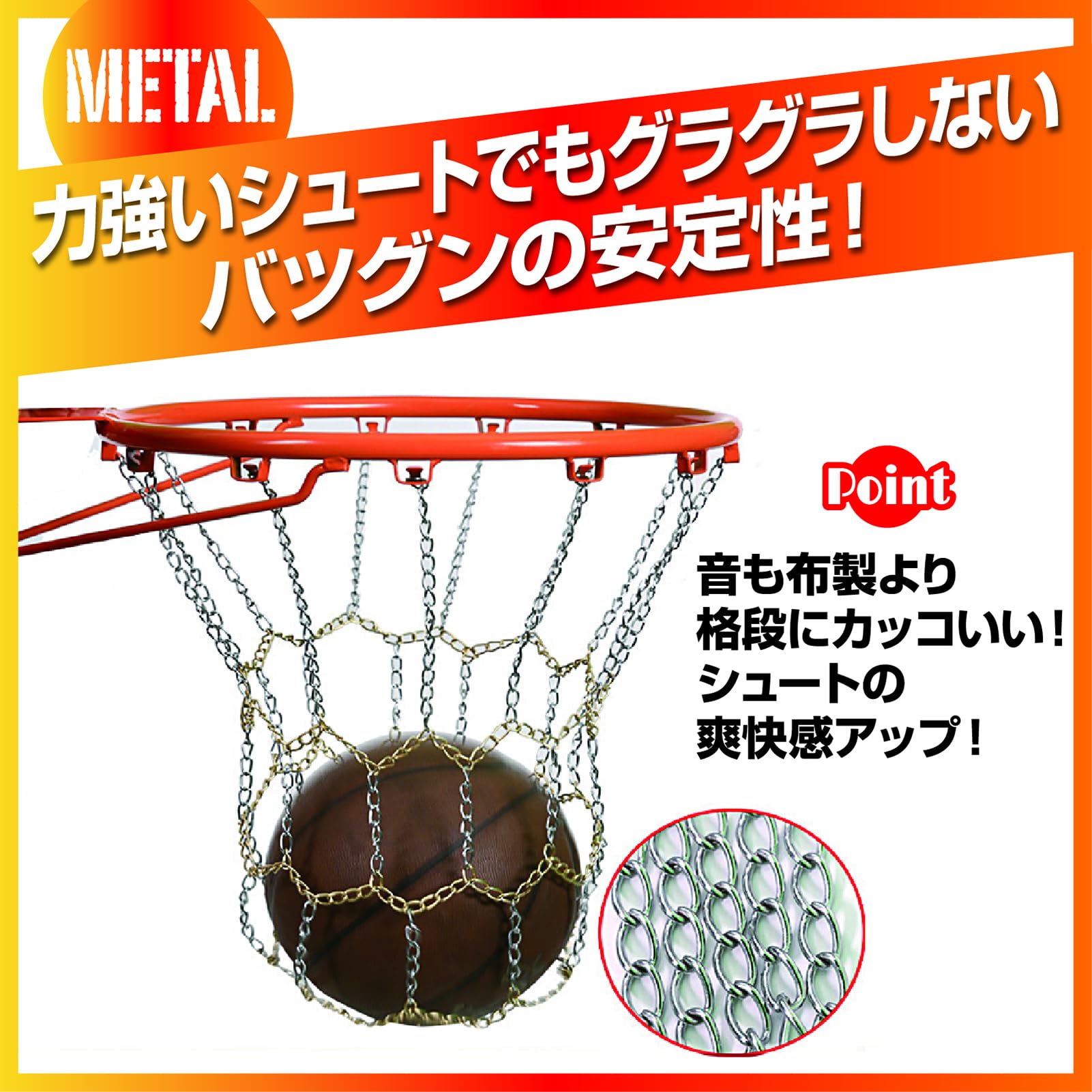 Amazon | ZERONOWA バスケットネット ゴールリングネット 金属