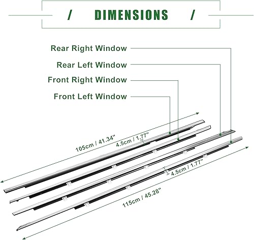 Miniatura 5 de Motoforti Cinturón de sellado para ventana exterior de automóvil, para Honda Accord 2008-2012, goma, 72410-TA0-A01, cromado, 1 juego, delantero