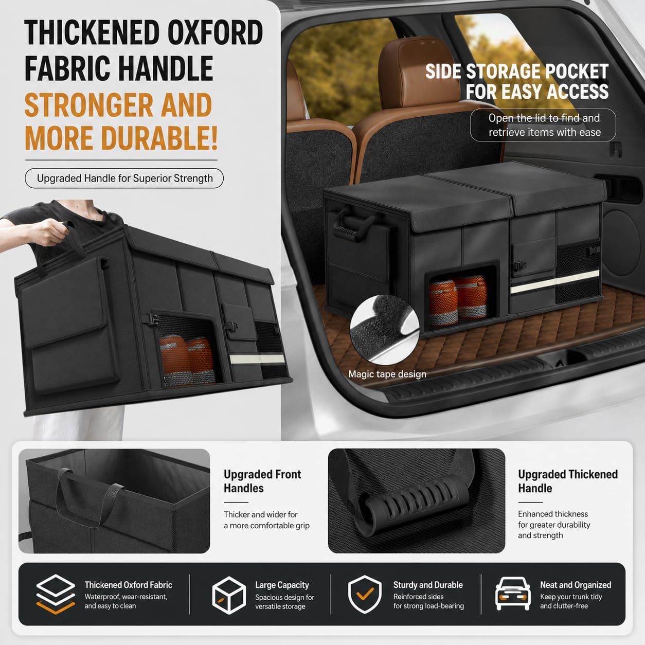 Organizador Maletero Plegable con Zapatero para Renault Scenic E-Tech 2024 2025 2026, Gran Bolsa Almacenamiento Coche Impermeable Caja 600D Oxford