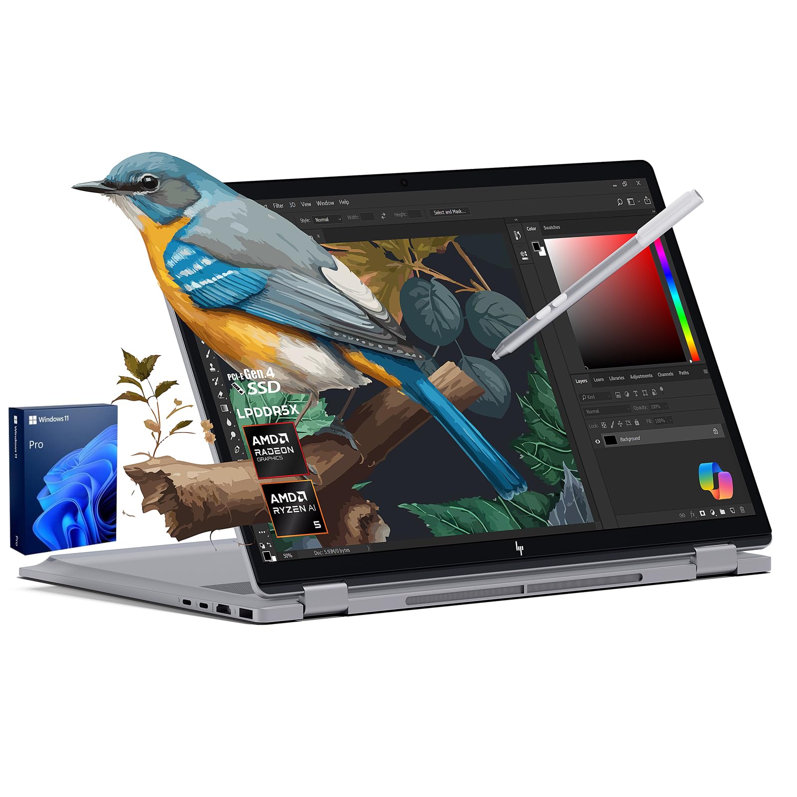 HP 2025 New Envy x360 2-in-1 Laptop, OmniBook X Flip 16" Touchscreen 2K IPS Display, AMD Ryzen AI 5 340, 16GB LPDDR5X RAM, 2TB Gen 4 SSD, Copilot AI, WiFi 6E, w/Microsoft Surface Pen, Win 11 Pro