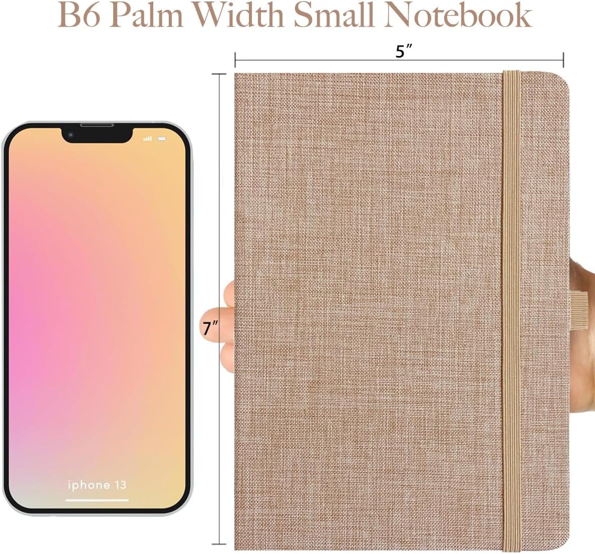 Linen Notebook, College Ruled, Hardcover, Lay Flat, B6, Small, 5x7, Thick, 100gsm, Pink, Journal for Writing image 3