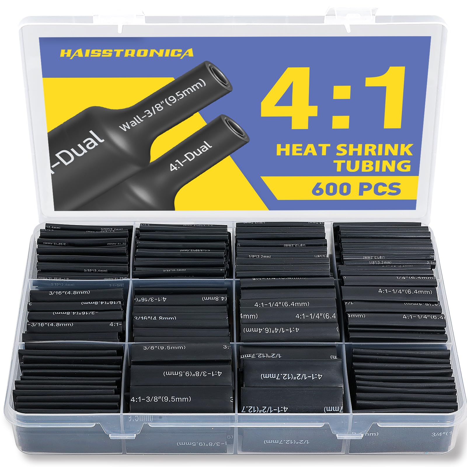 Haisstronica Heat Shrink Tubing Kit - 10ft 4:1 -10