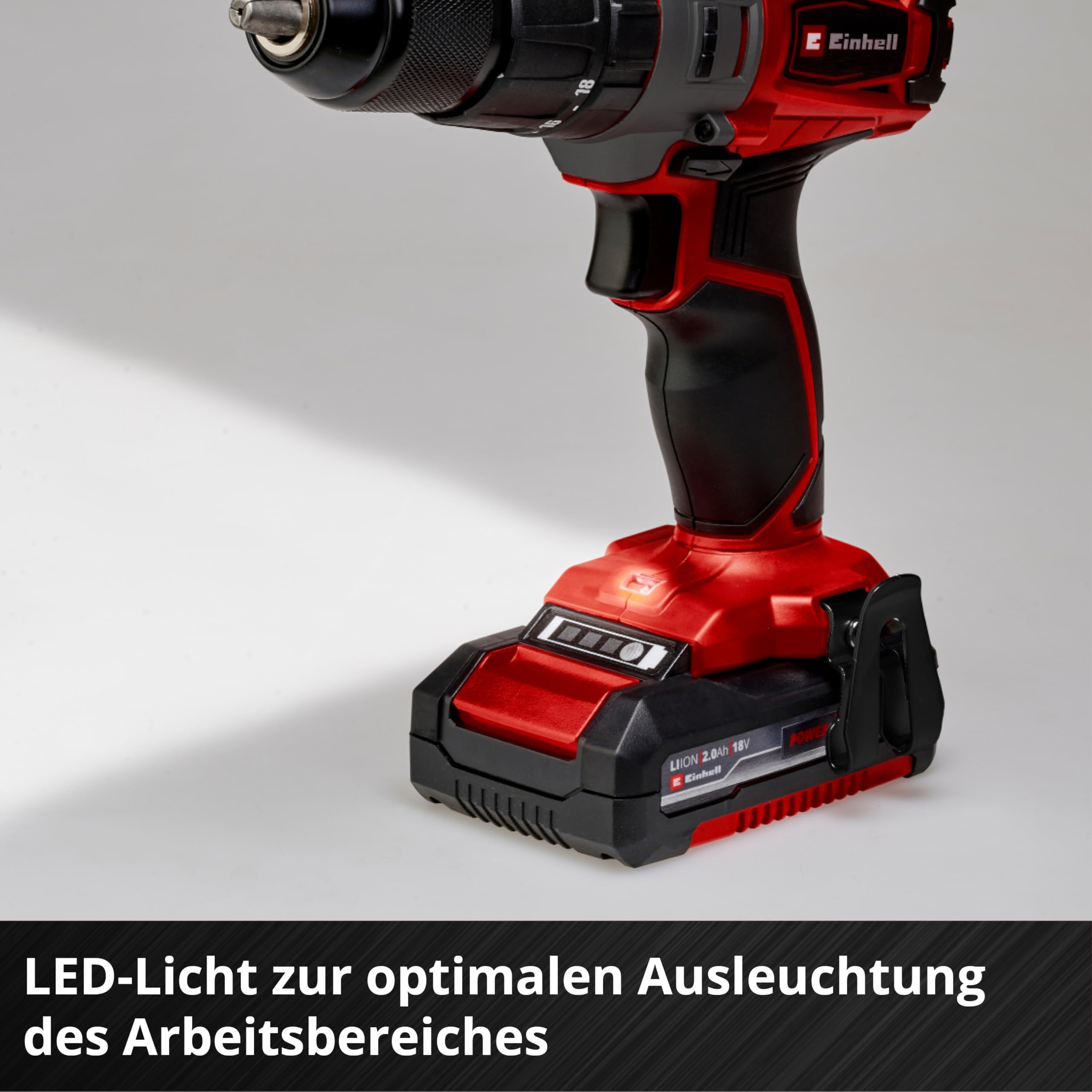 Einhell Akku-Schlagbohrschrauber TE-CD 18/2 Li-i +64 (2x2,0Ah) Power X-Change (Li-Ion, 18 V, 44 Nm, 2-Gang-Getriebe, inkl. 2x 2,0 Ah Akkus, Ladegerät, Koffer, 64-tlg. Zubehör-Set)