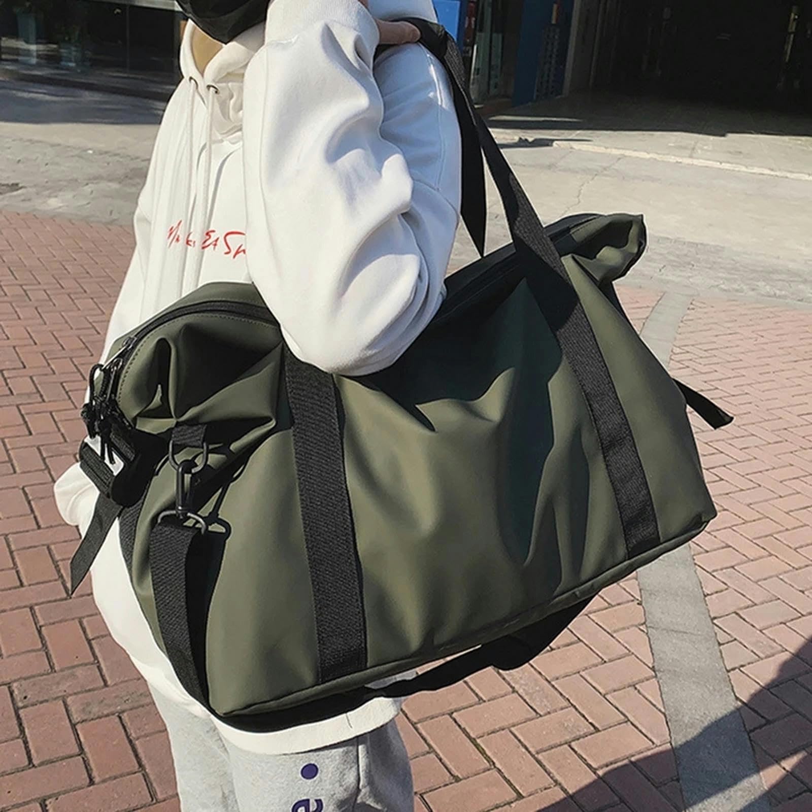 NOGRAX Schulrucksack Fitness Reise Tote Unisex Modische Große Kapazität Reisetaschen Männer Einfache Schwarze Sport Frauen Schultertasche-Schwarz