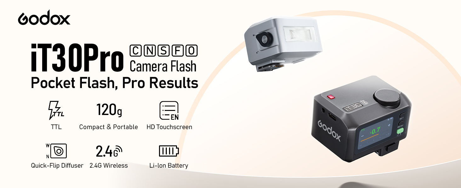 Flash GODOX IT30PROS Pour Sony - TTL, Sans Fil, écran Tactile, Compact Et Puissant - 10