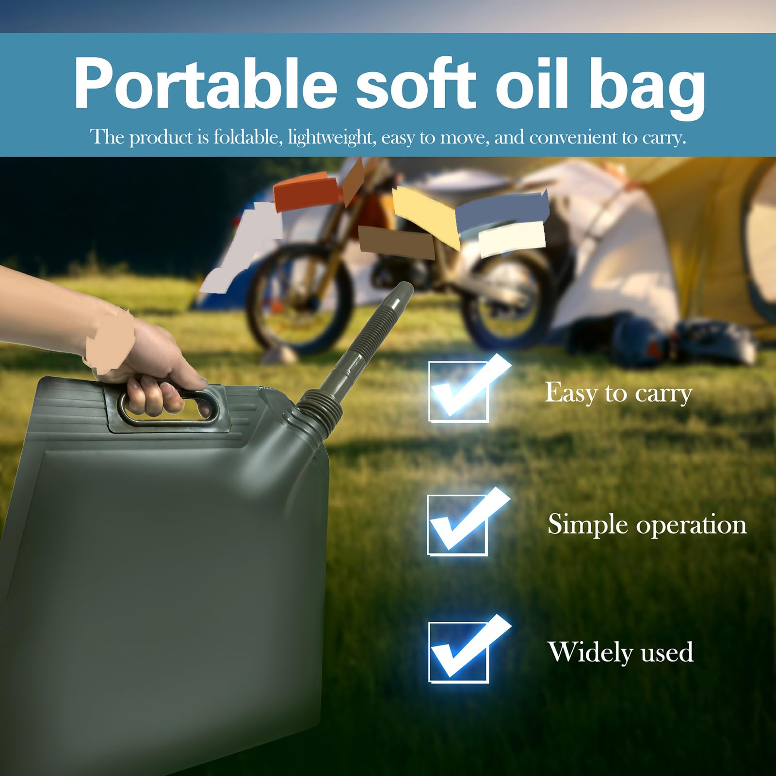 Depósito De Combustible Flexible Moto - Contenedor Portátil Y Plegable Gasolina, Para Caravanas, Autocaravanas, Acampadas, Viajes De Aventura En Moto Y Transporte En Emergencias,20L