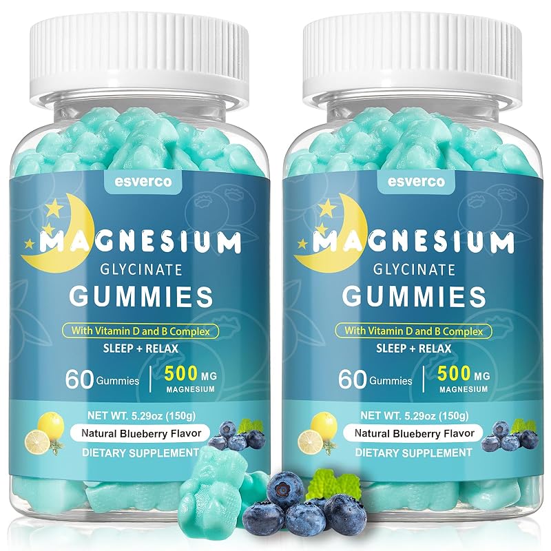esverco Suplemento de Magnésio Glicinato 500 mg com Vitamina C, 120 gomas