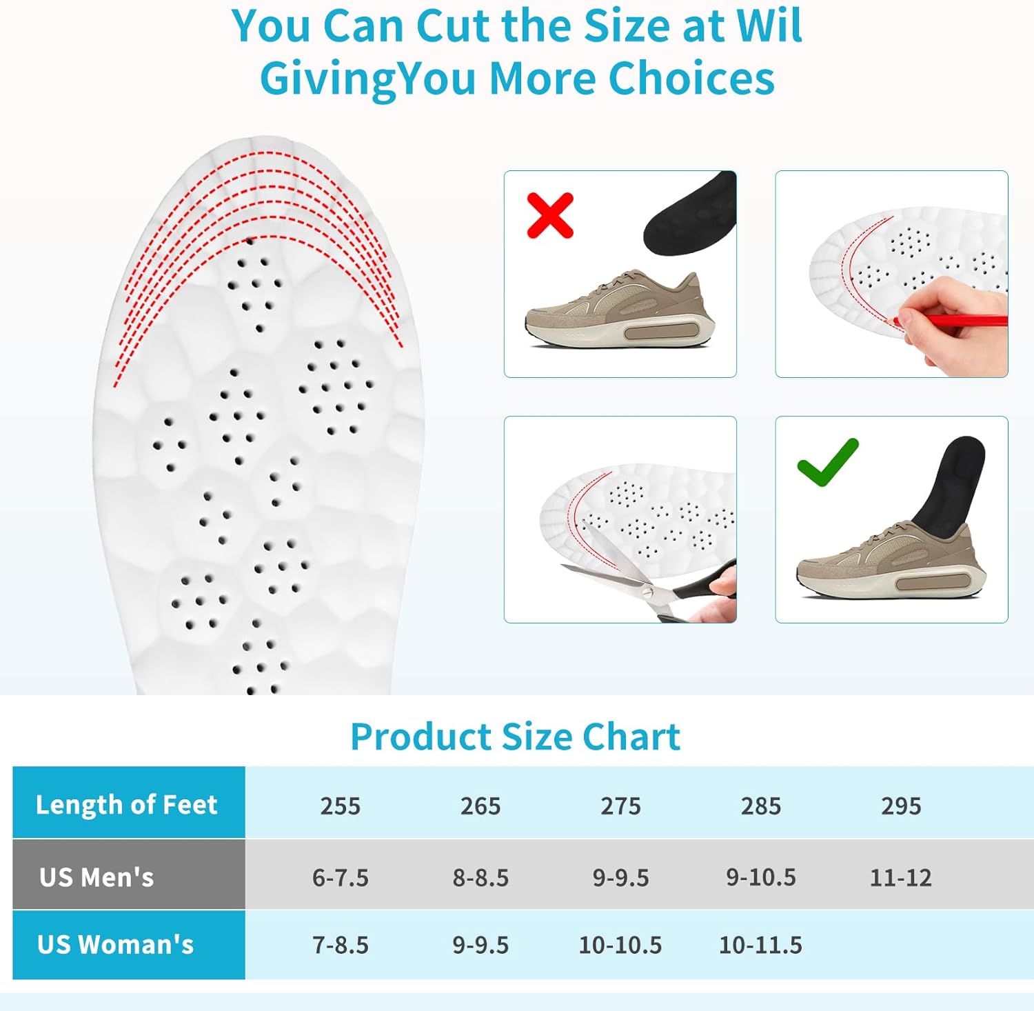 2 Pair Cloud Soles for Men,Super Soft Comfort Insoles,Trim to Fit with Arch Support for Foot Pain Relief and Fatigue Reduction (2 Pair Black, Men: 9-10.5/Women: 10-11.5) - Image 5