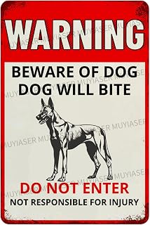 Warning Beware Of Dog Sign Dog Will Bite Belgian Malinois Aluminum Metal Tin Signs Outdoor Yard Sign Warning Sign For Fence Yard Home Kitchen Farm Garden Wall Decor 8x12 Inch