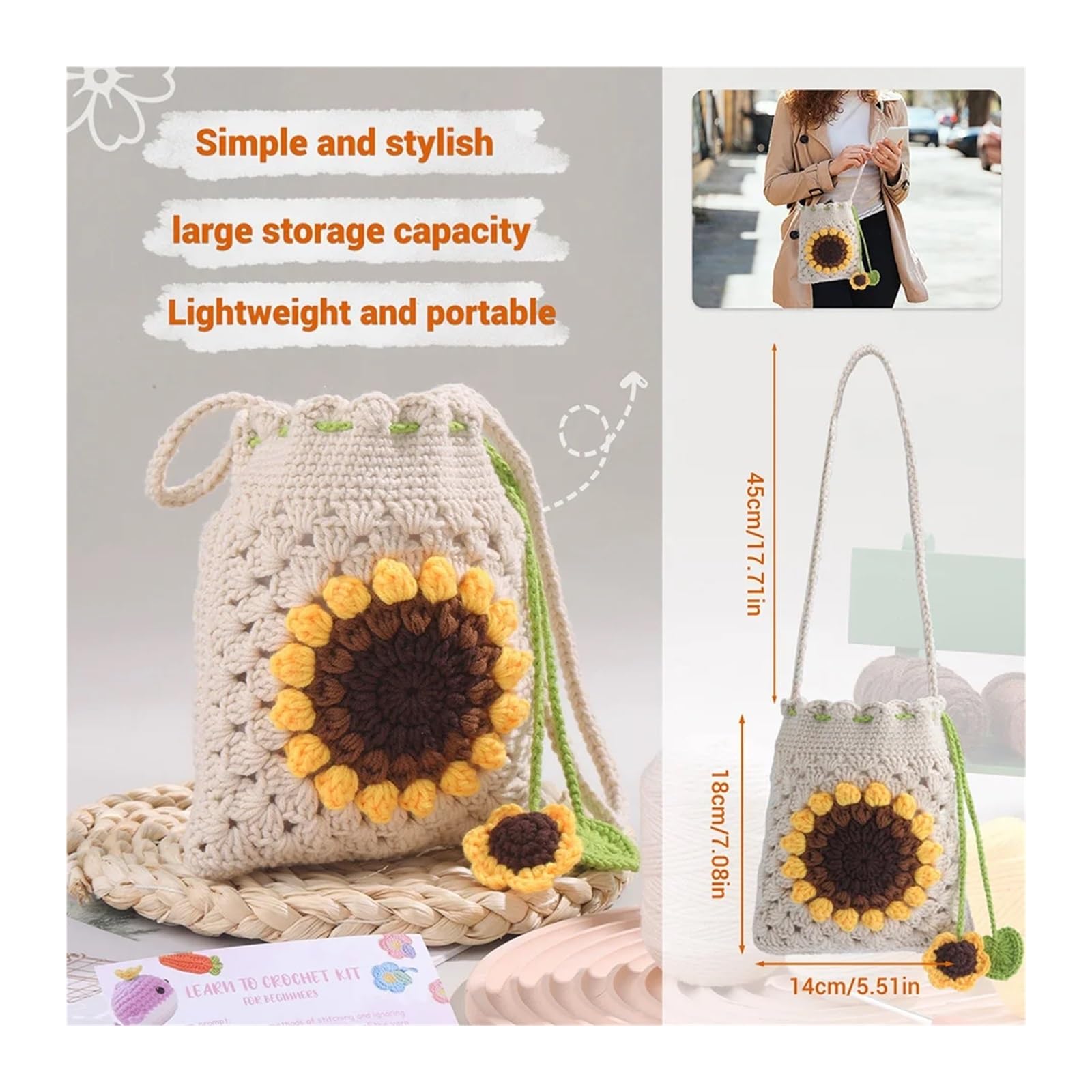 LCKKJHG HäKelset Unfertiges Häkelnadel-Materialpaket-Kit Tutorials Häkel-Starter-Set for DIY-Anfänger(Type 6)