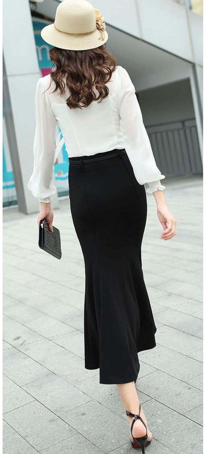 ebossy Women's Bodycon Stretchy High Waist Party OL Fishtail Mermaid Long Skirt - Image 4