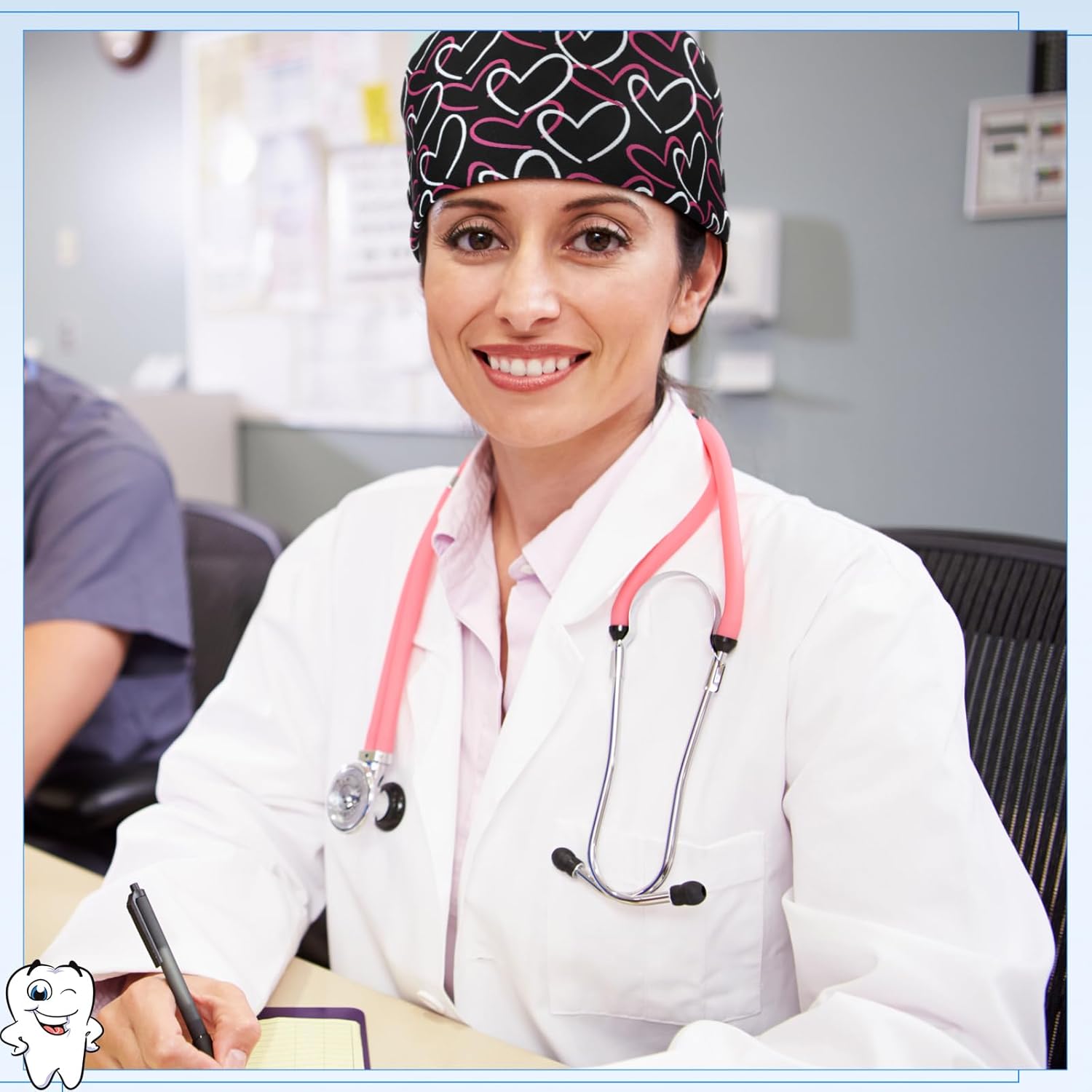 Valentines Satin Lined Scrub Caps Women Bouffant Nursing Hats with Button and Sweatband Adjustable Working Hat - Image 3